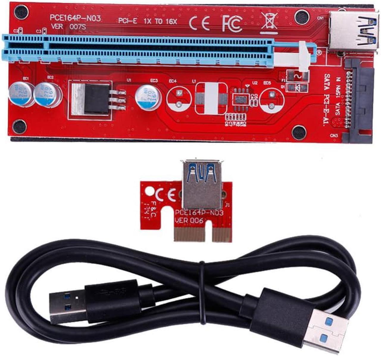 VER007S PCI-E 1X to 16X Riser Card PCIE Extender For BTC LTC ETH Mining With USB 3.0 Cable 4 Pin Riser Card