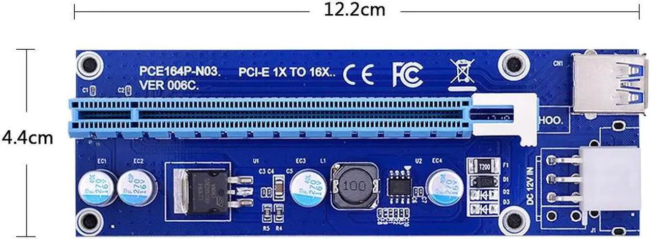 Alt view image 2 of 6 - Mini PCI-E to PCI-E 16X Riser Card 0.6M USB 3.0 Cable for EXP GDC Laptop External Video Card for Miner Mining