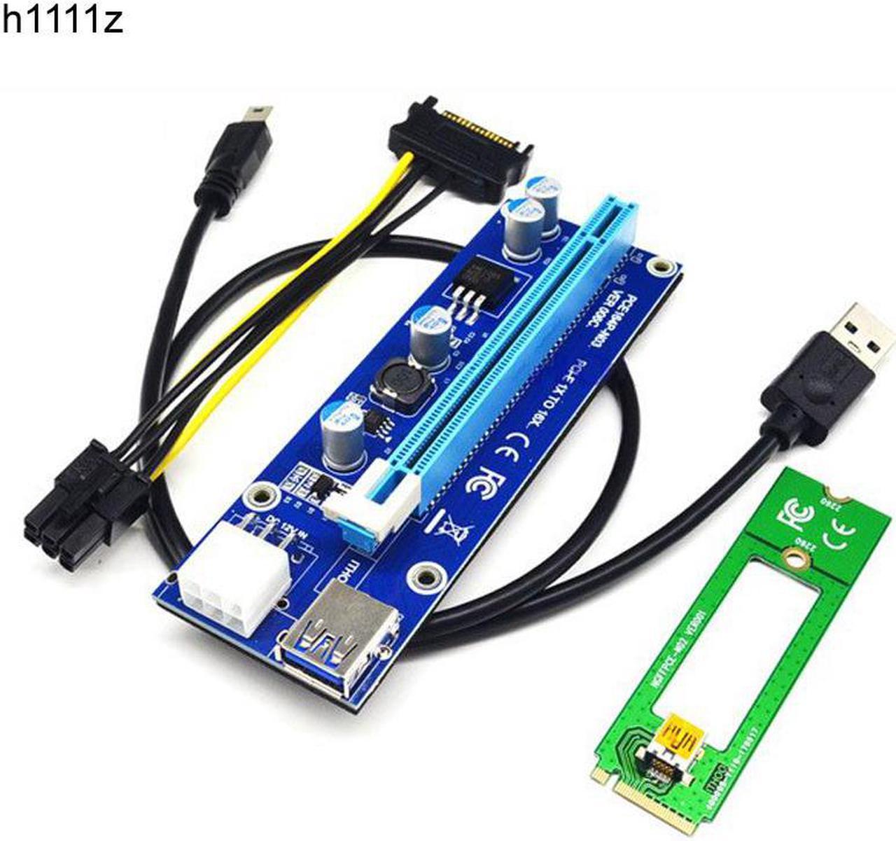 M.2 NGFF to PCI-E X16 Slot Transfer Card Mining M2 Riser Extension Cable SATA to 6pin Power Supply Riser Card for BTC Device