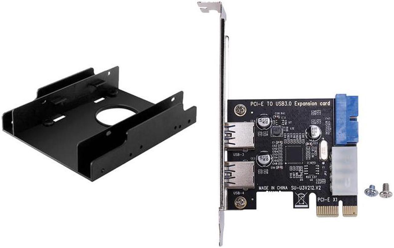 USB 3.0 Pci-E Expansion Card Adapter 2 Port Power Connector With 3.5 Inch To 2.5 Inch SSD/HDD Drive Adapter Bracket