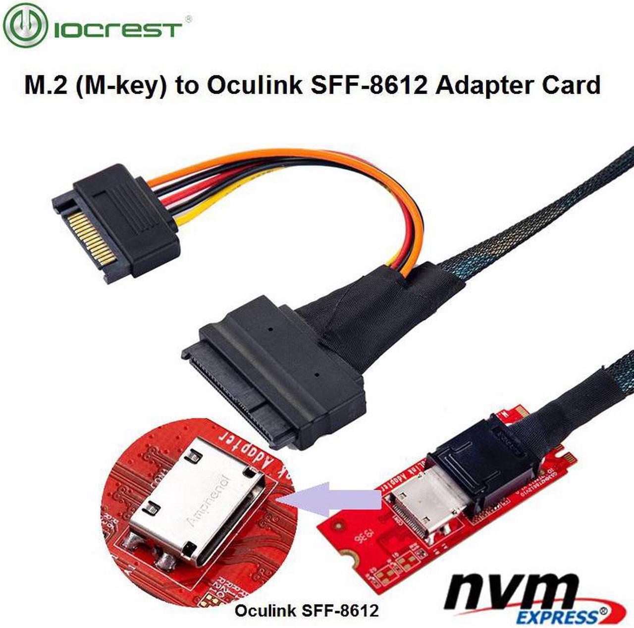 M.2 M-Key PCIe 3.0 to Oculink SFF-8612 Host Adapter for NVMe SSD