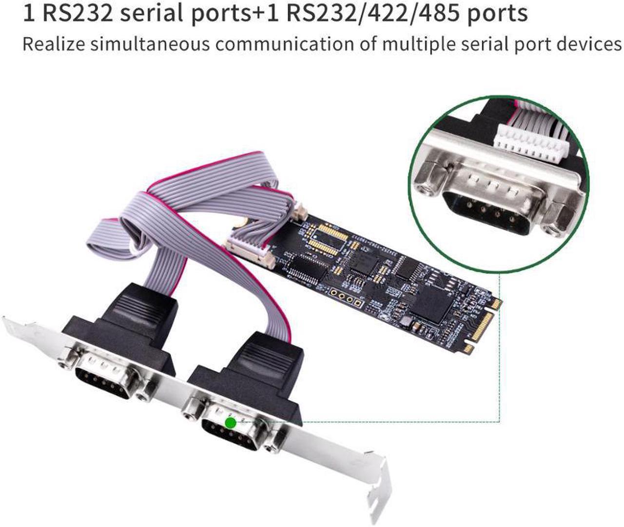 M.2 B Key and M Key to Rs232 Rs422 Rs485 Db9 Serial Port Card NGFF Add on Cards Small Size