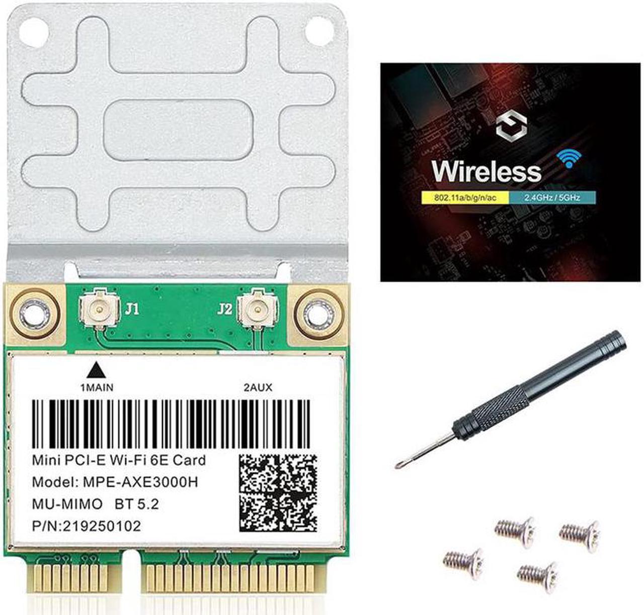 Wi-Fi 6E Mini PCI-E WiFi Network Card MPE-AXE3000H 2.4GHz 5GHz 6GHz 5400Mbps Wireless Card BT5.2 802.11AX AC