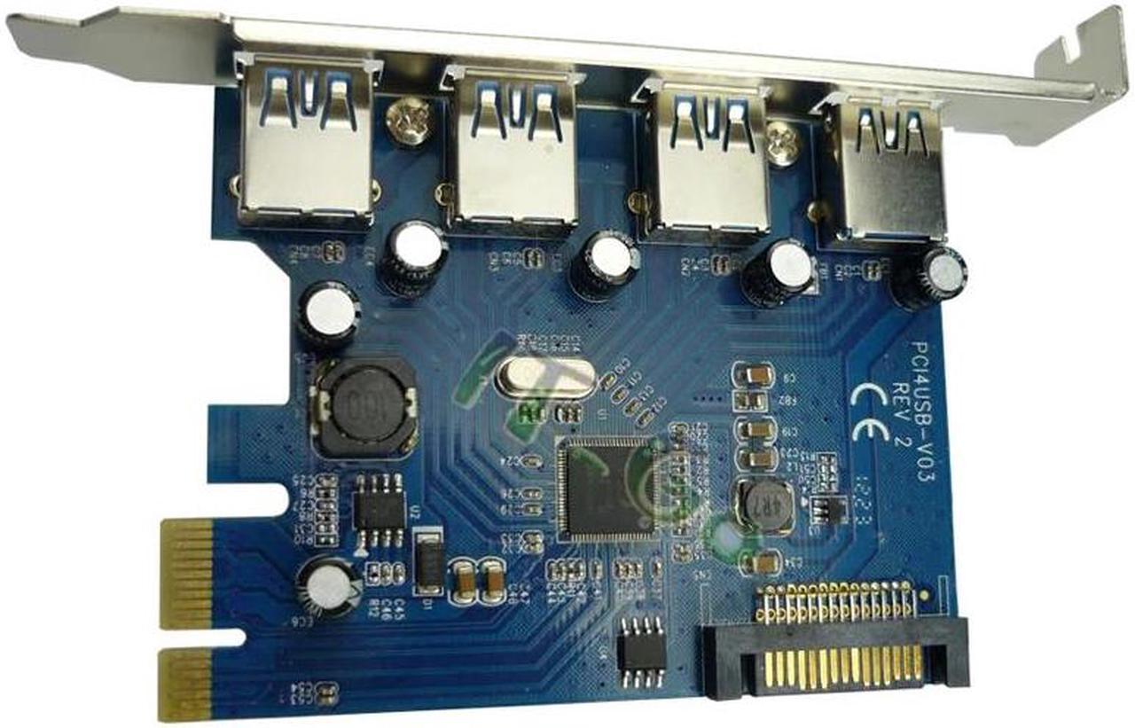 USB 3.0 PCI-E PCIE 4 PORTS Express Expansion Card Adapter with 15-pin SATA Power Connector