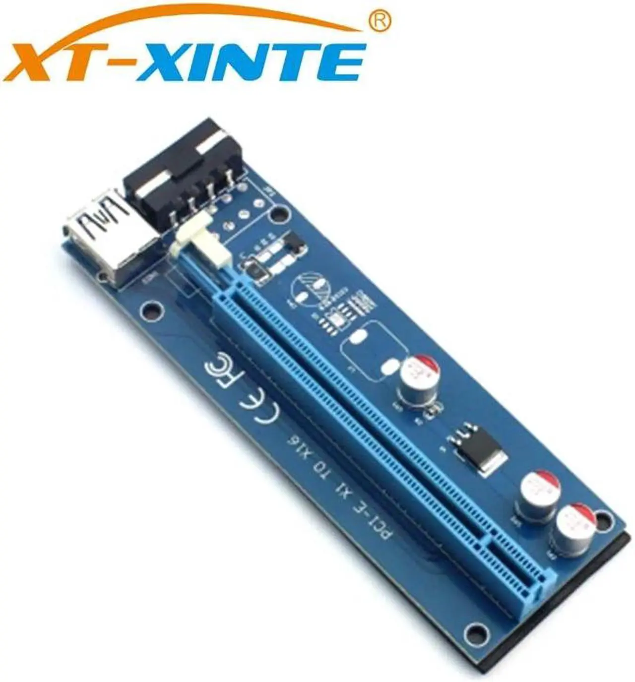 Alt view image 2 of 6 - PCI Express PCI-E 1X to 16X Riser Card 6Pin 4Pin PCIE USB3.0 SATA Card Extension Cable for Miner Mining BTC Dedicated Adapter