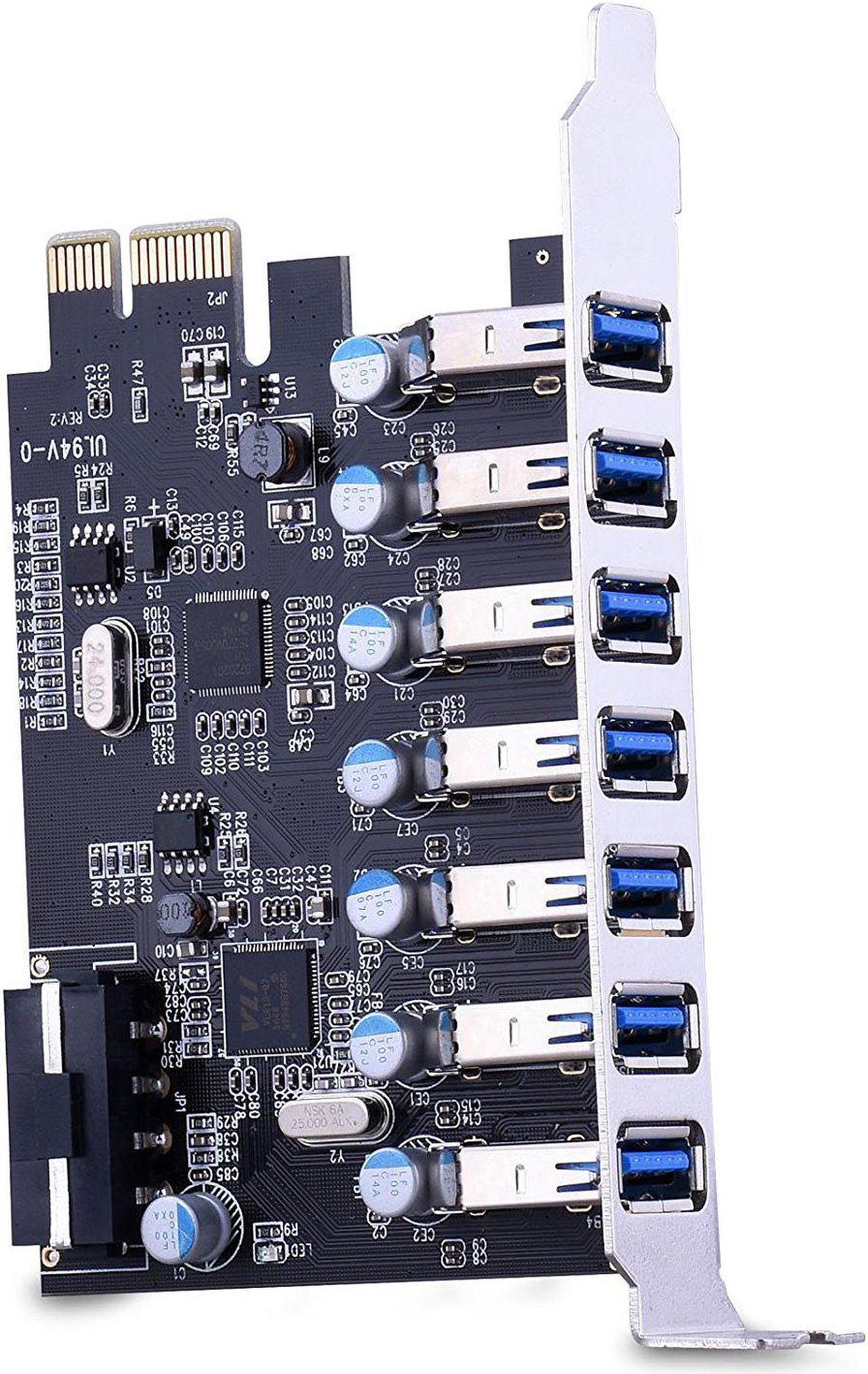 7-Port Superspeed USB 3.0 PCI-E Express Expansion Card with 5V 4-Pin Power Connector for Desktops