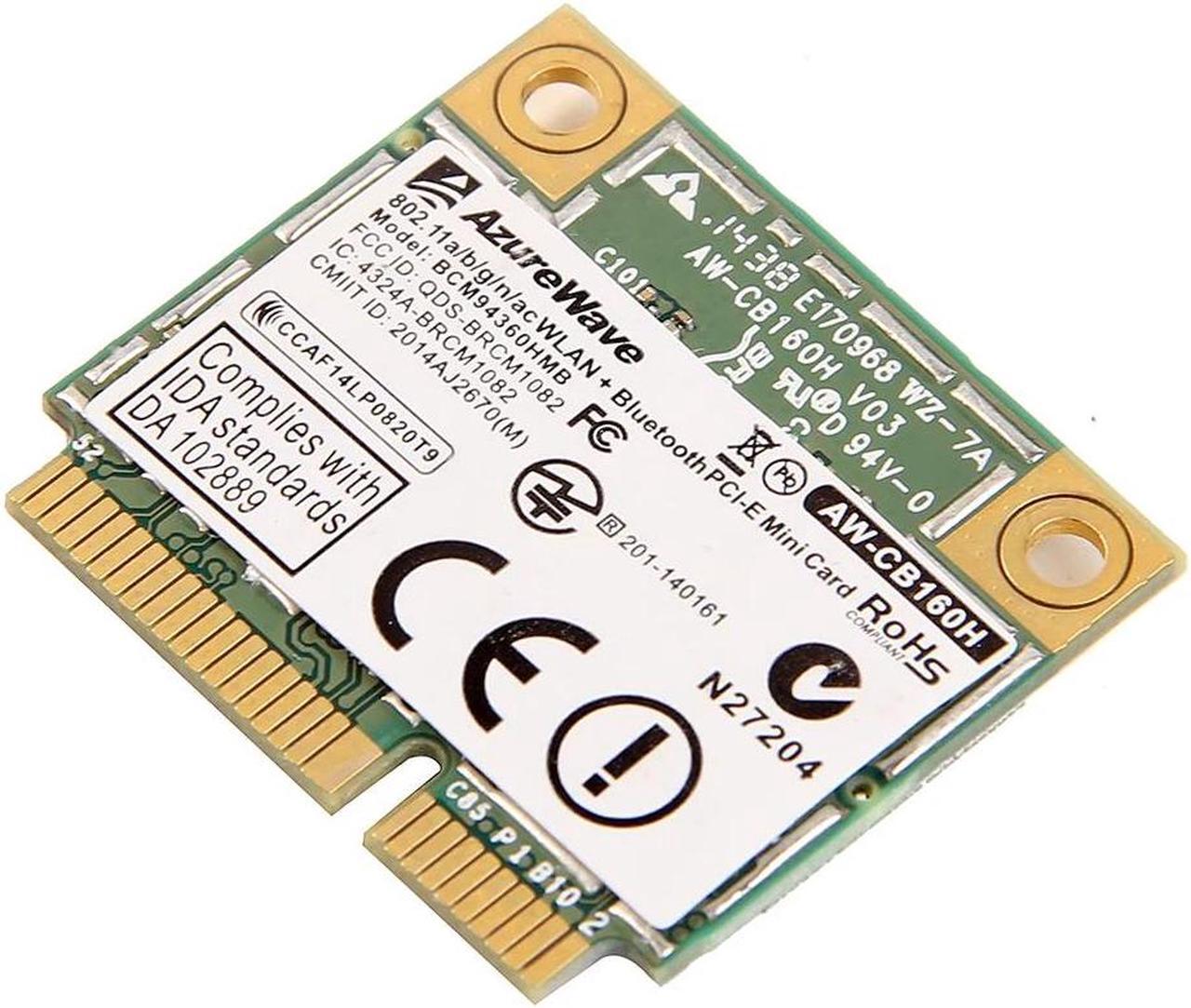 Alt view image 4 of 6 - 1300Mbps Mini PCI-E Wlan Card For Azurewave AW-CB160H 802.11ac/abgn WiFi+Bluetooth 4.0 Broadcom BCM94360HMB +3X IPEX-4 antennas