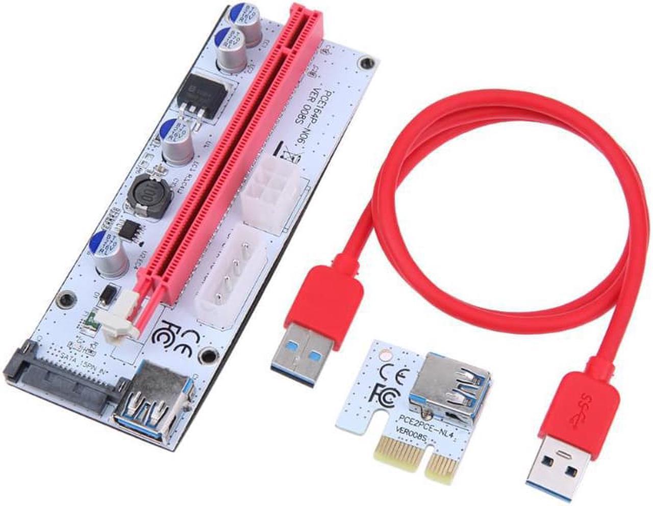 add on card 60cm PCI-E Express 1X to 16X Riser Card USB 3.0 PCI-E Riser Adapter Port Card Extender Wire Adapter Cable for BTC Miner