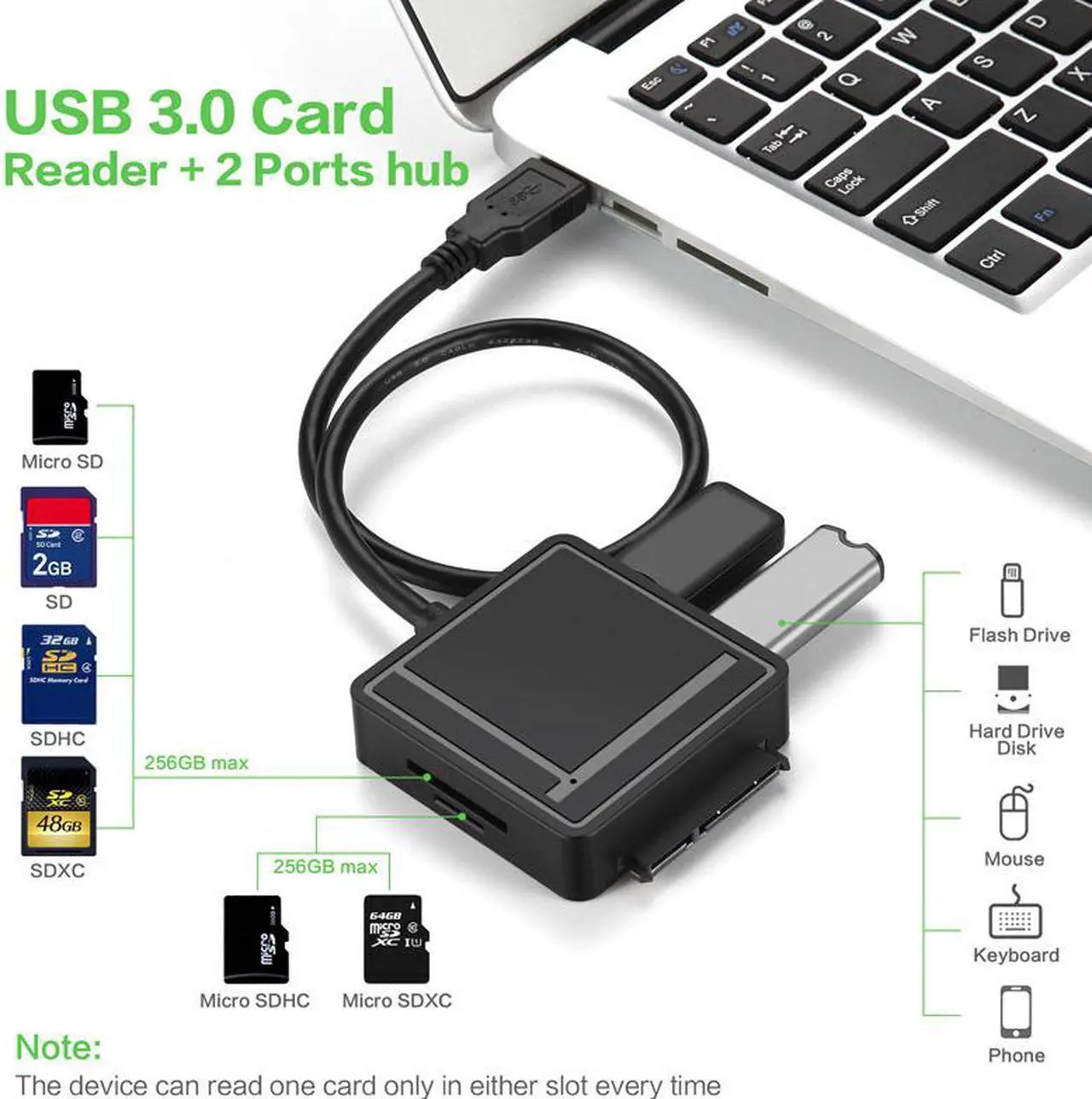 Alt view image 5 of 5 - STANSTAR USB 3.0 to SATA Adapter TF SD Card Reader USB 3.0 Hub 2 Ports Converter 3 IN 1 for 2.5” 3.5” HDD Hard Drive