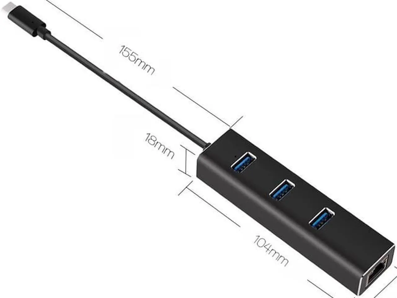 Alt view image 2 of 7 - STANSTAR USB Type C to 3-Port USB 3.1 Data Hub Gigabit Ethernet Network Adapter 1000M USB to RJ45 drive network card For MacBook Mac Pro ,Surface Pro,lenovo IdeaPad,Macbook Air