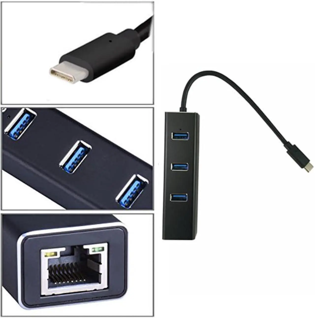 Alt view image 6 of 7 - STANSTAR USB Type C to 3-Port USB 3.1 Data Hub Gigabit Ethernet Network Adapter 1000M USB to RJ45 drive network card For MacBook Mac Pro ,Surface Pro,lenovo IdeaPad,Macbook Air
