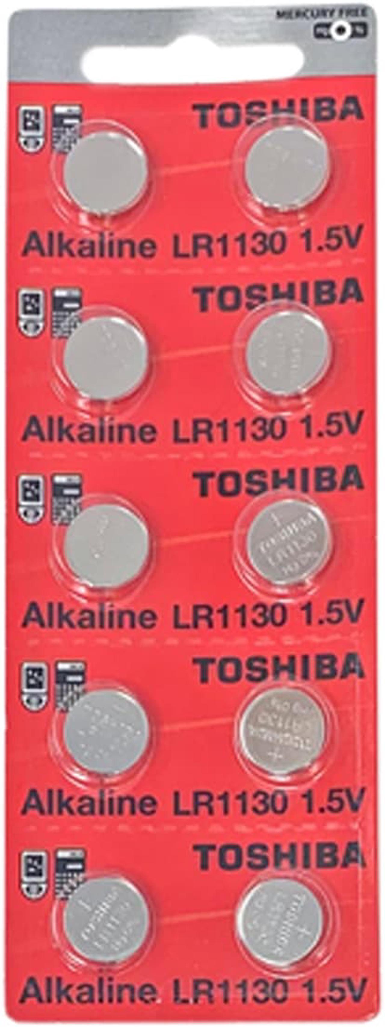 10 x LR1130 / AG10 / 389 Toshiba Alkaline Button Batteries