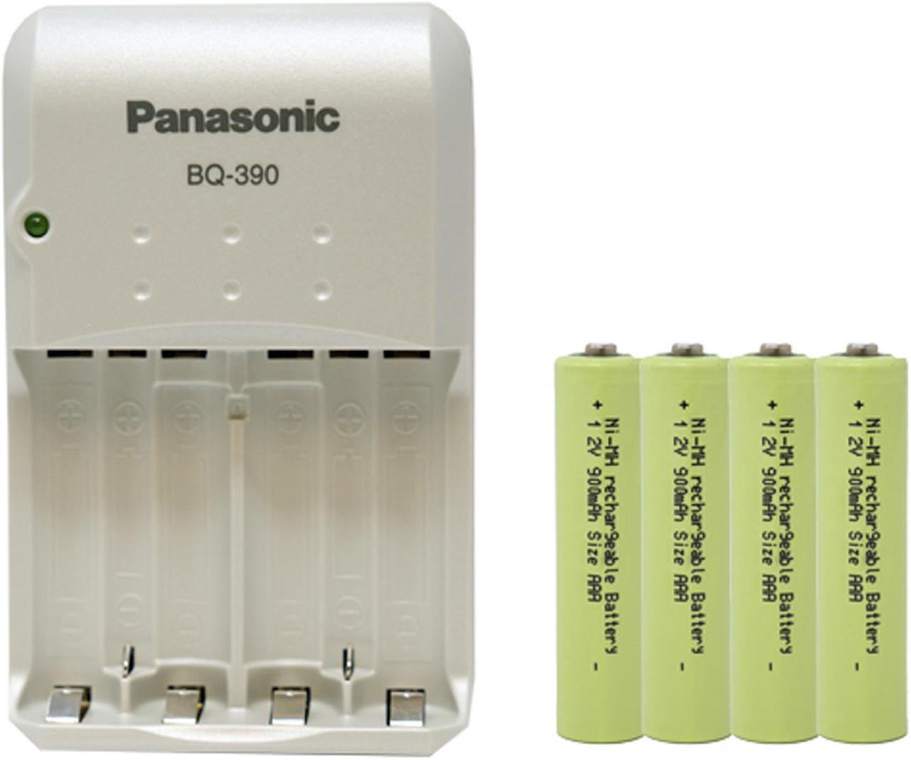 Panasonic BQ-390 Smart Battery Charger + 4 AAA NiMH Batteries (900 mAh)