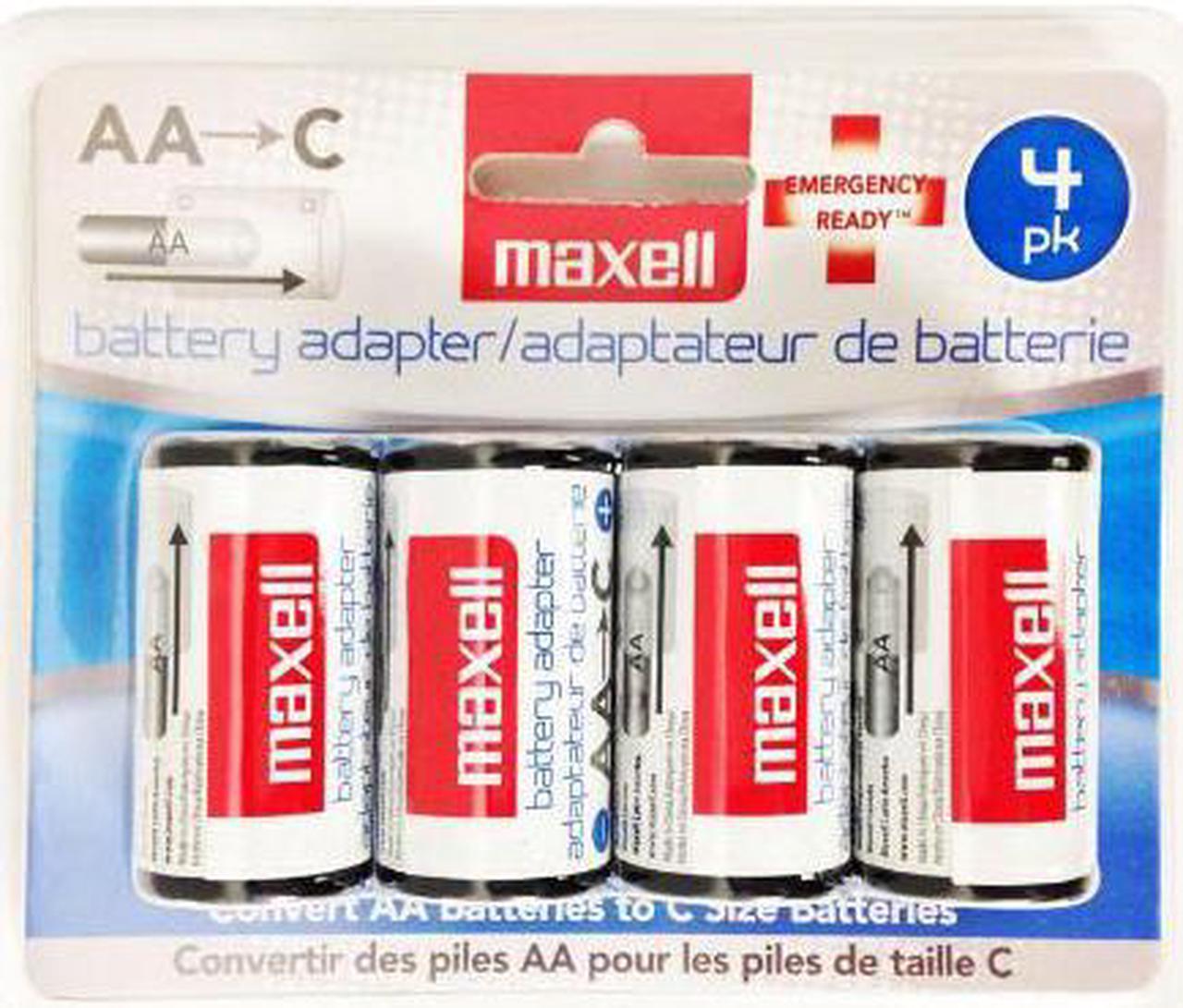 4-Card C Size Maxell Battery Adapters for AA Batteries