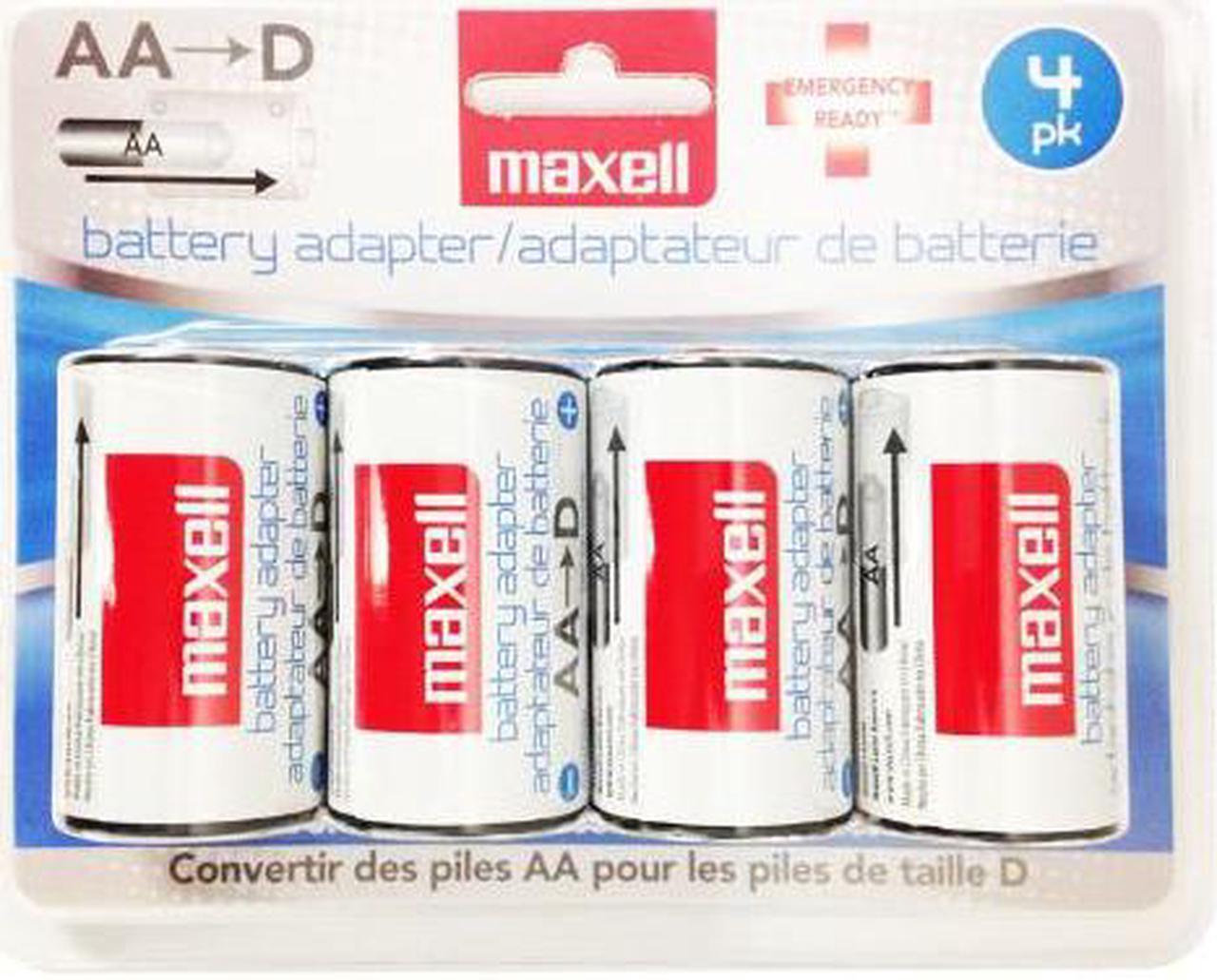 4-Card D Size Maxell Battery Adapters for AA Batteries