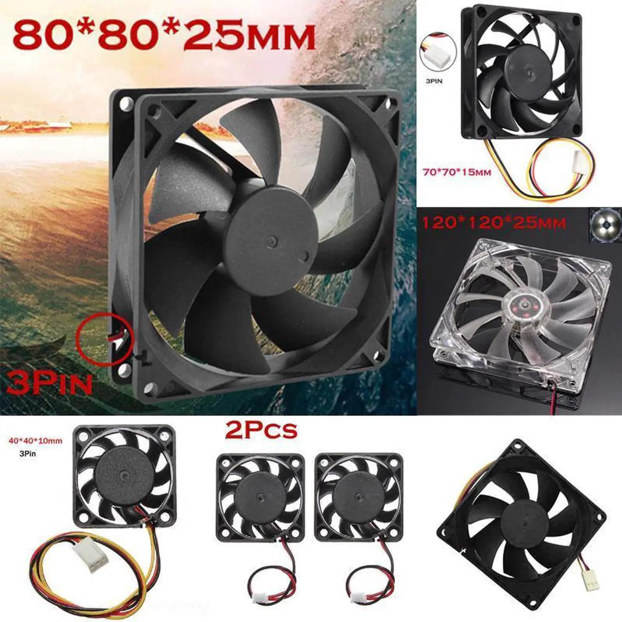 Alt view image 5 of 5 - Cooling Fans Quiet 8cm/80mm/80x80x25mm 12V Computer/PC/CPU Silent Cooling Case Fan for CPU Cooler/PC Case l0915#2