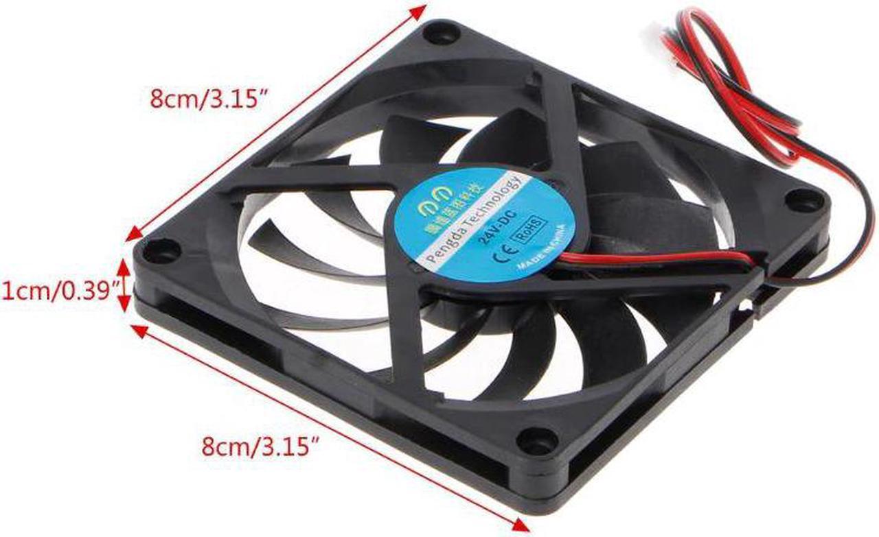 Alt view image 5 of 6 - 24V 2 Pin 80x80x10mm PC Computer CPU System Heatsink Brushless Cooling Fan 8010