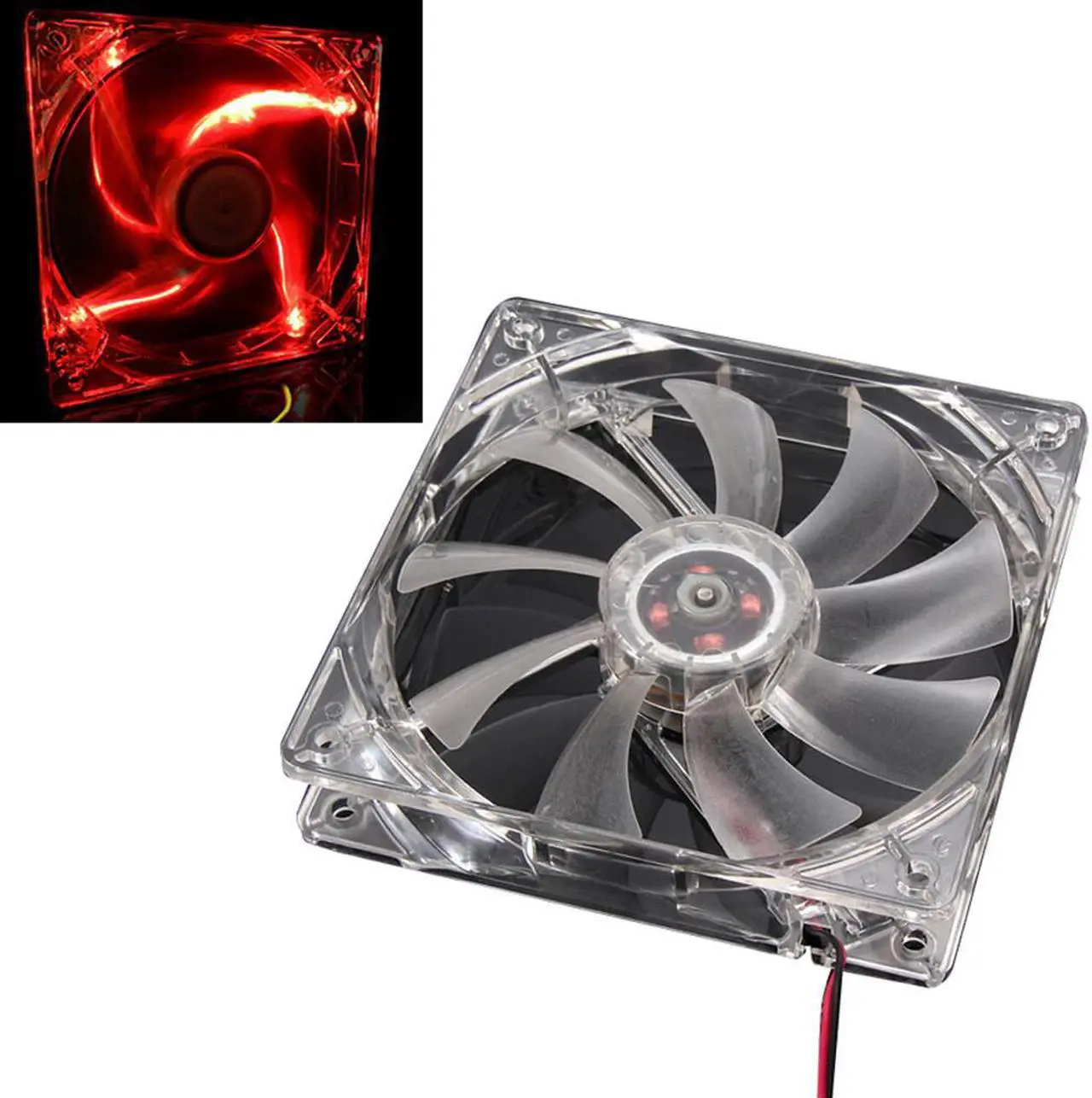 Alt view image 2 of 6 - Red Quad 4 LED Light Neon Clear 120mm PC Computer Case Cooling Fan Mod 6M3 Drop Shipping