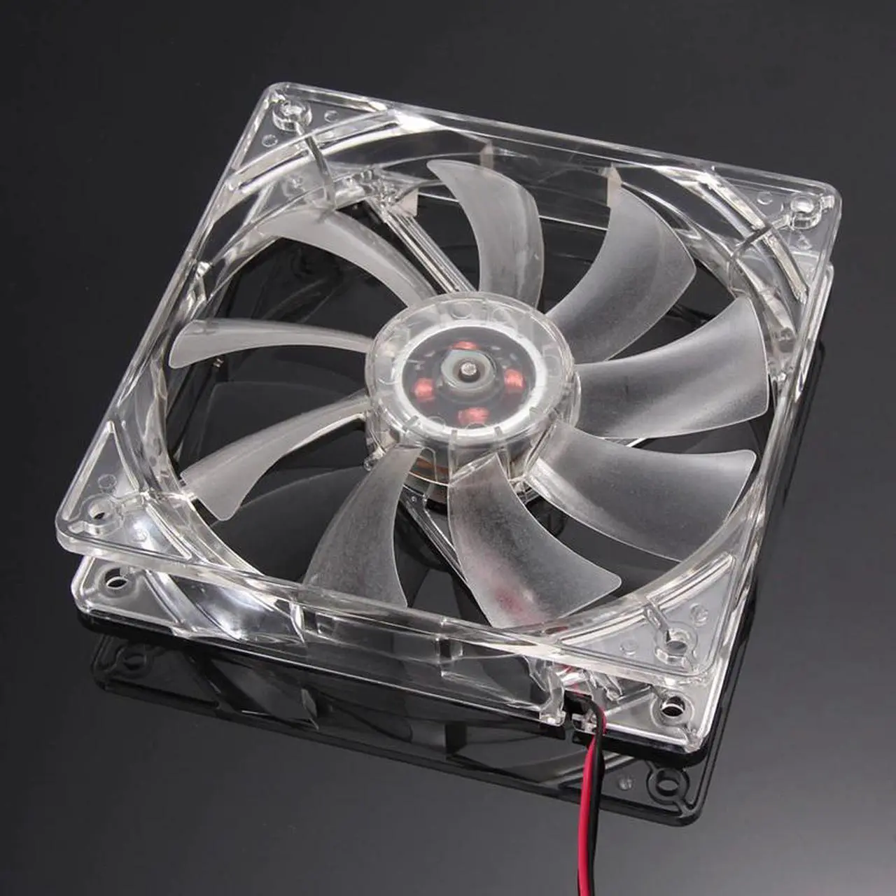 Main image of Red Quad 4 LED Light Neon Clear 120mm PC Computer Case Cooling Fan Mod 6M3 Drop Shipping