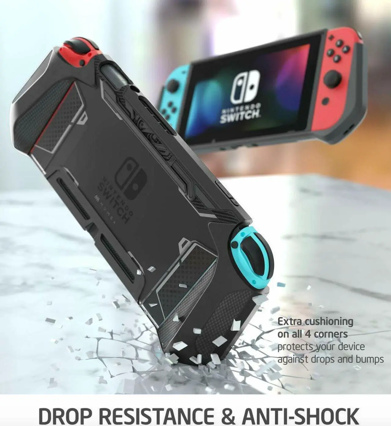 Alt view image 5 of 7 - For Nintendo Switch Console Joy-Con, Mumba 360 Protective TPU Grip Case Dockable