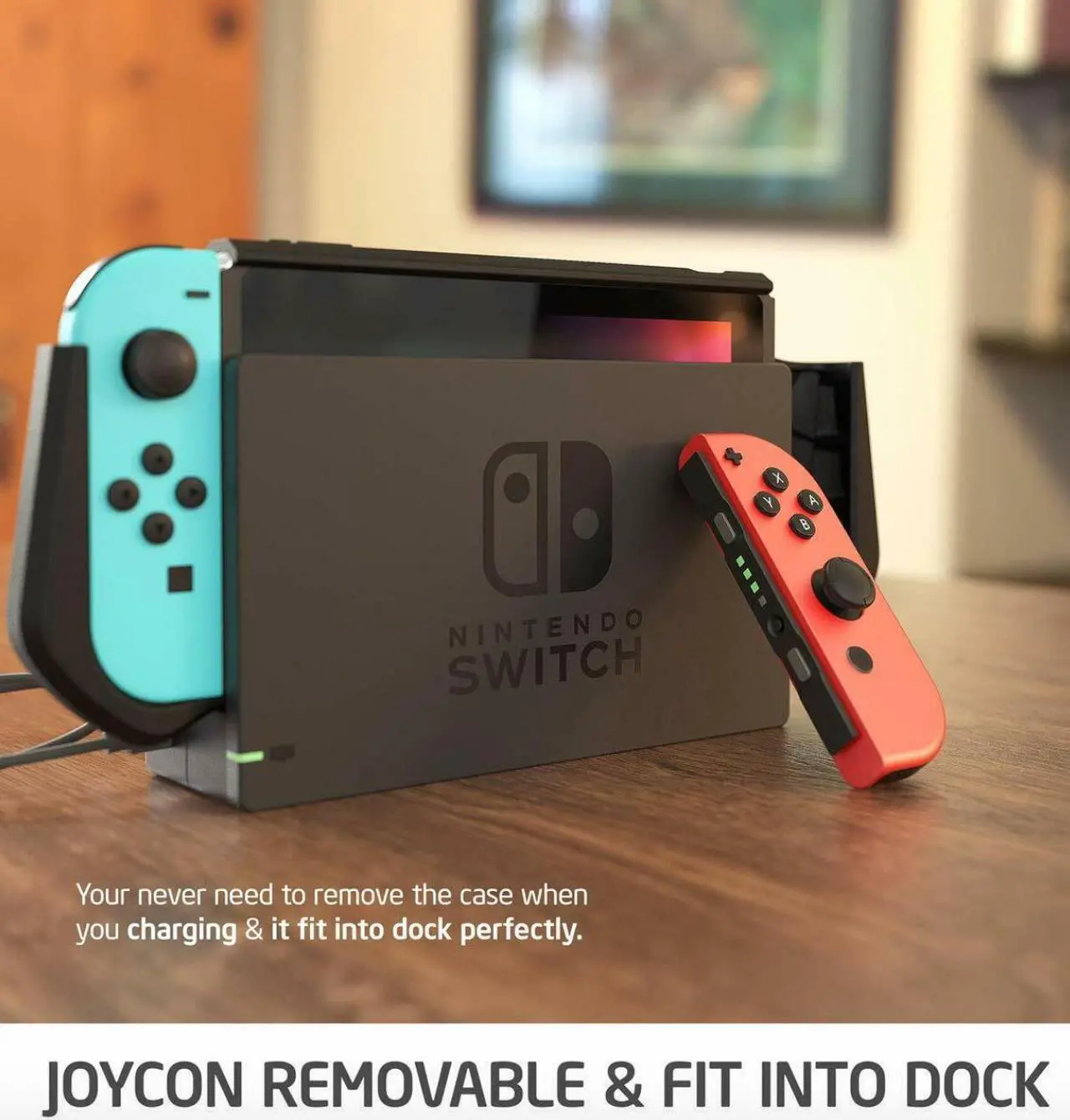 Alt view image 7 of 7 - For Nintendo Switch Console Joy-Con, Mumba 360 Protective TPU Grip Case Dockable