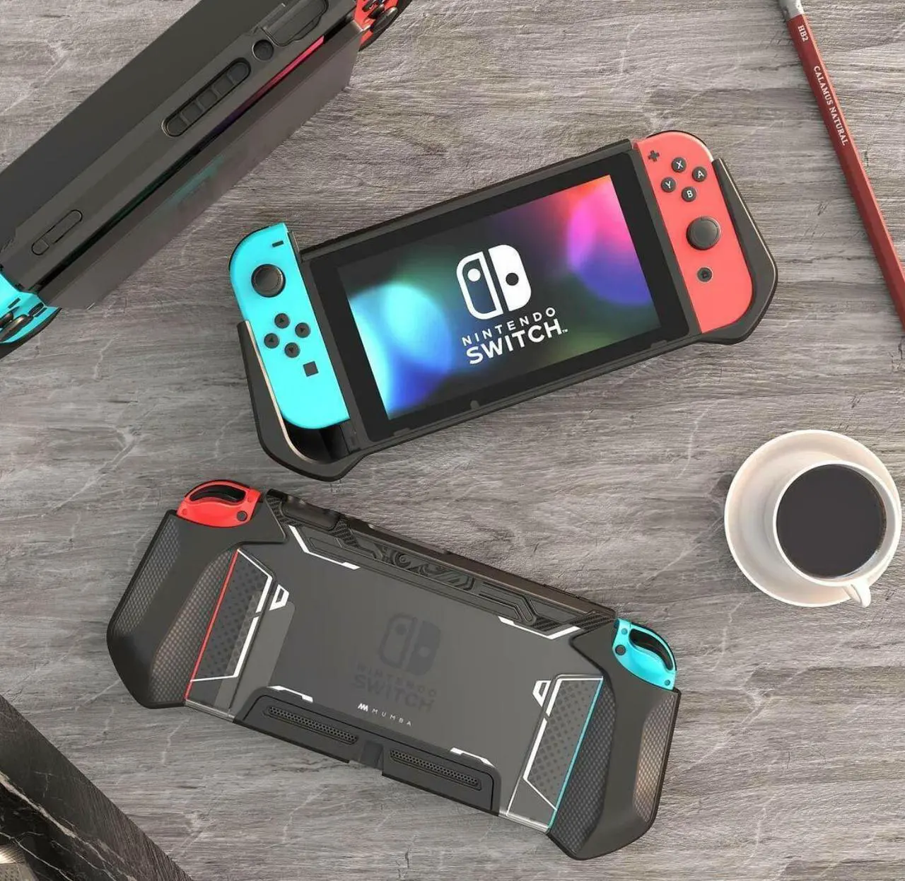Alt view image 6 of 7 - For Nintendo Switch Console Joy-Con, Mumba 360 Protective TPU Grip Case Dockable