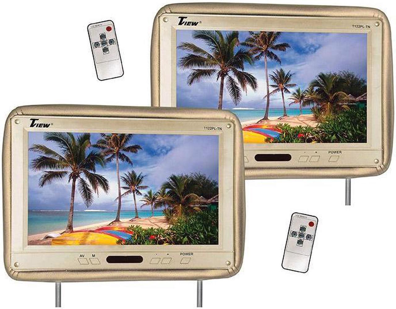 Alt view image 3 of 3 - Tview 12.1" Headrest Monitor IR Transmitter Remotes Tan Pair