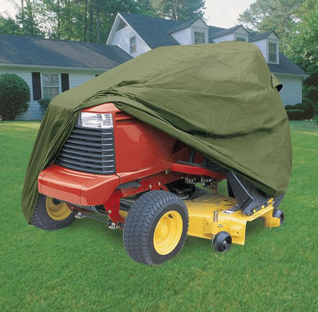 Lawn Tractor Cover Waterproof Canvas Snug Fit All-Weather Green - Thumbnail 3