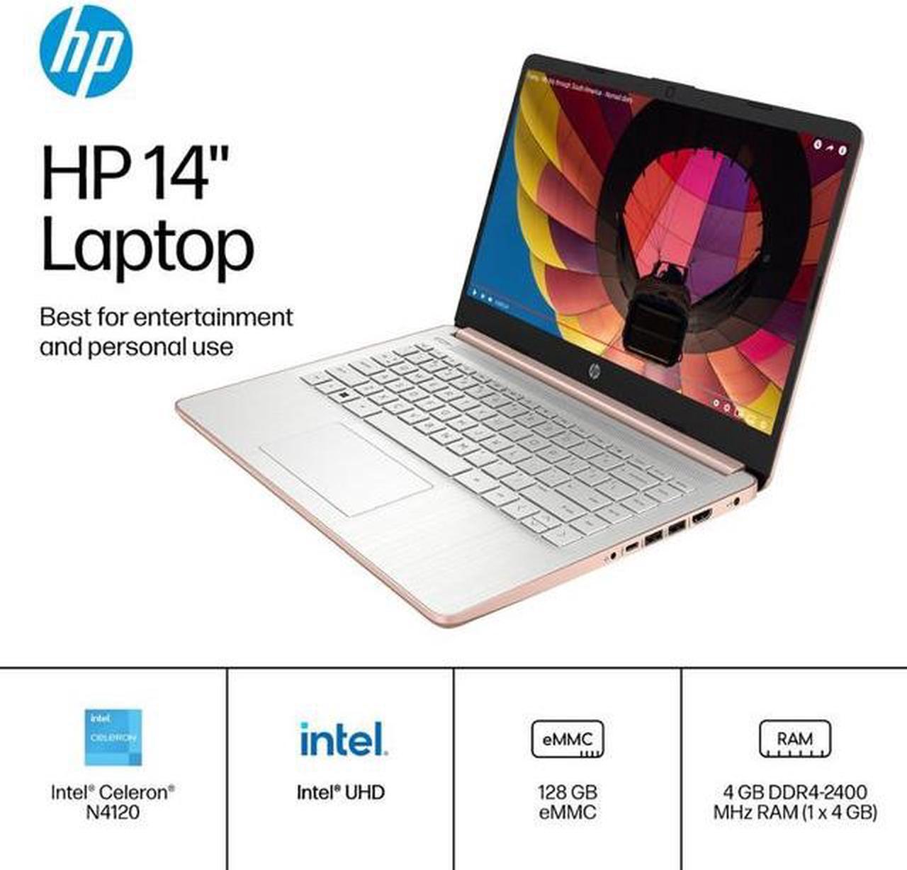 Alt view image 2 of 6 - HP Stream 14" HD Student&Business Laptop, Intel Celeron N4120,8GB,128GB SSD, Intel UHD Graphics, 1 Year Office 365, Wifi, Bluetooth, Windows 11 Home, Rose Gold/XTREDURA FLASH DRIVE