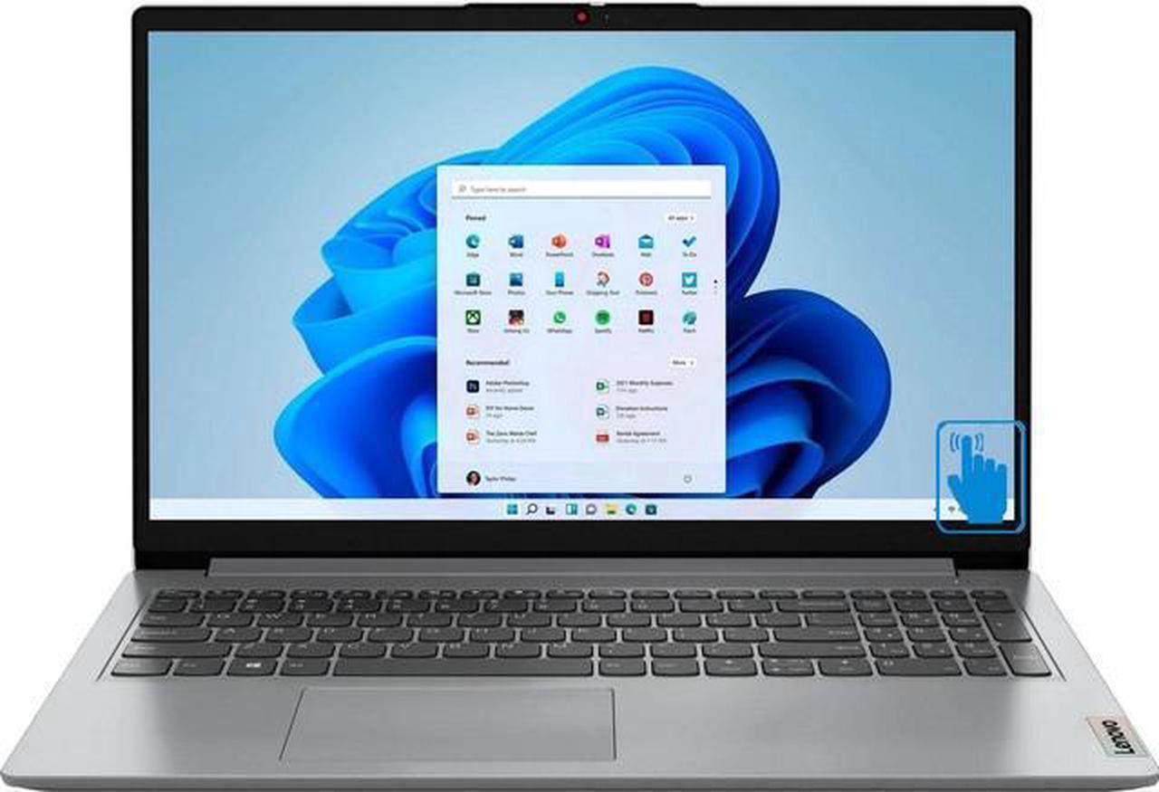 Alt view image 4 of 6 - Lenovo Ideapad 1i School & Business Laptop (Intel i3-1215U 6-Core, 12GB RAM, 512GB PCIe SSD, Intel UHD, 15.6" 60 Hz Touch Full HD (1920x1080), Wifi, Bluetooth, Webcam, Cloud Grey, Win 10 Pro)