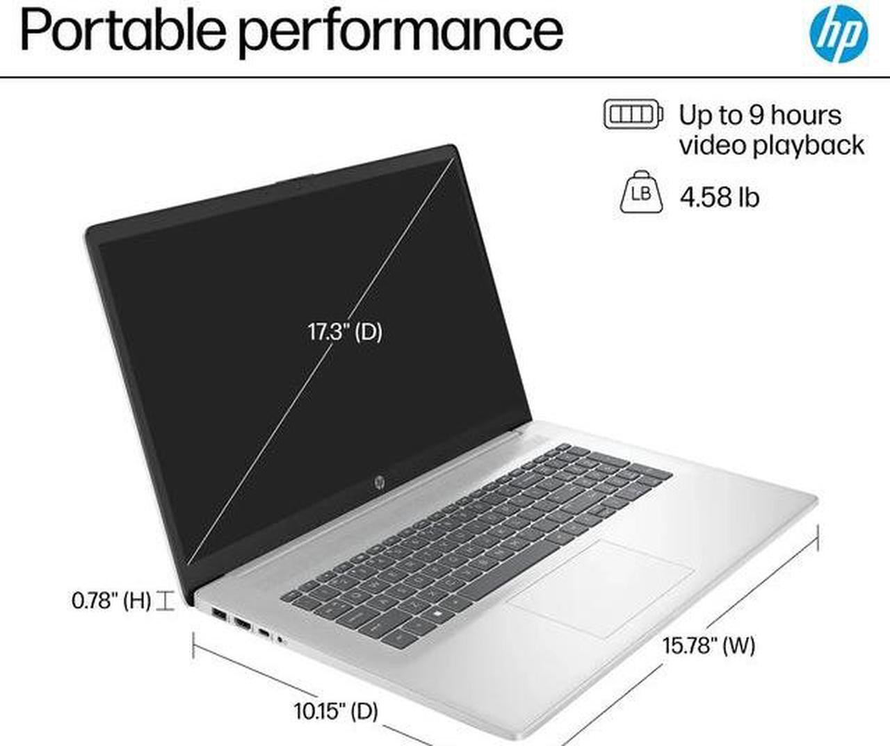 Alt view image 4 of 5 - HP 17 Home & Business Laptop,17.3" FHD 1920 x 1080 , AMD Ryzen 5  7430U (Beat i7-1255U) 20GB RAM, 512GB SSD, Webcam, Bluetooth, Wi-Fi, Windows 11 Home/XTREDURA FLASH Drive