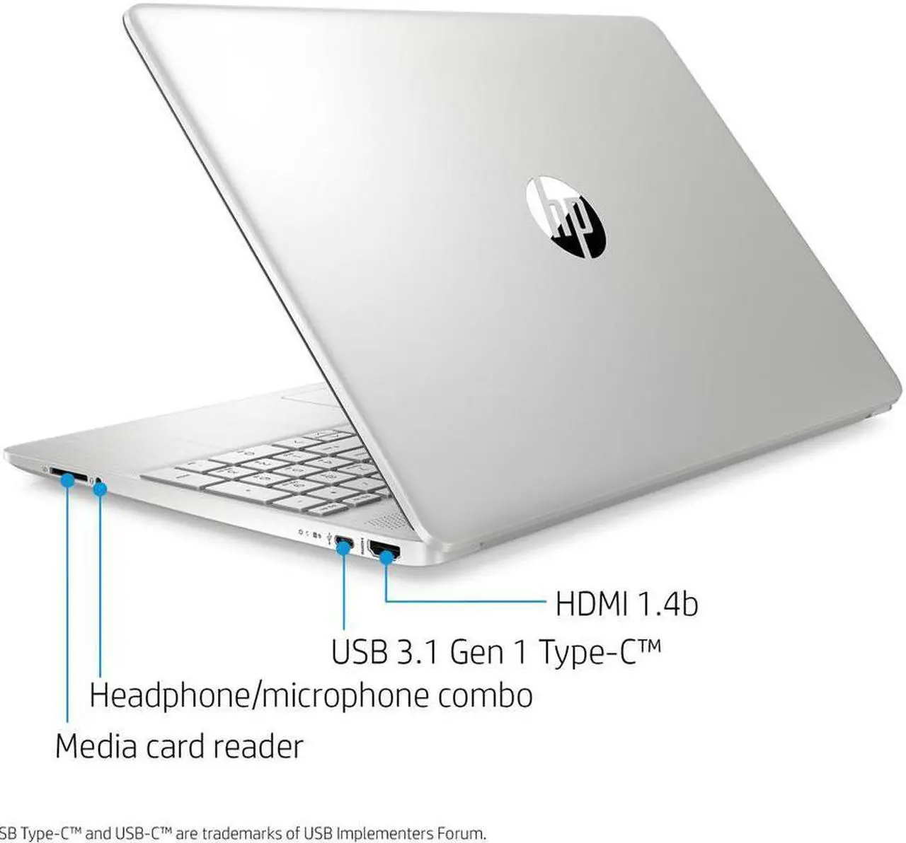 Alt view image 6 of 6 - HP 15 Notebook, 15.6" HD  Display, Intel Core i3-1005G1 Upto 3.4GHz, 8GB RAM, 256GB SSD, HDMI, Card Reader, Wi-Fi, Bluetooth, Windows 10 Pro