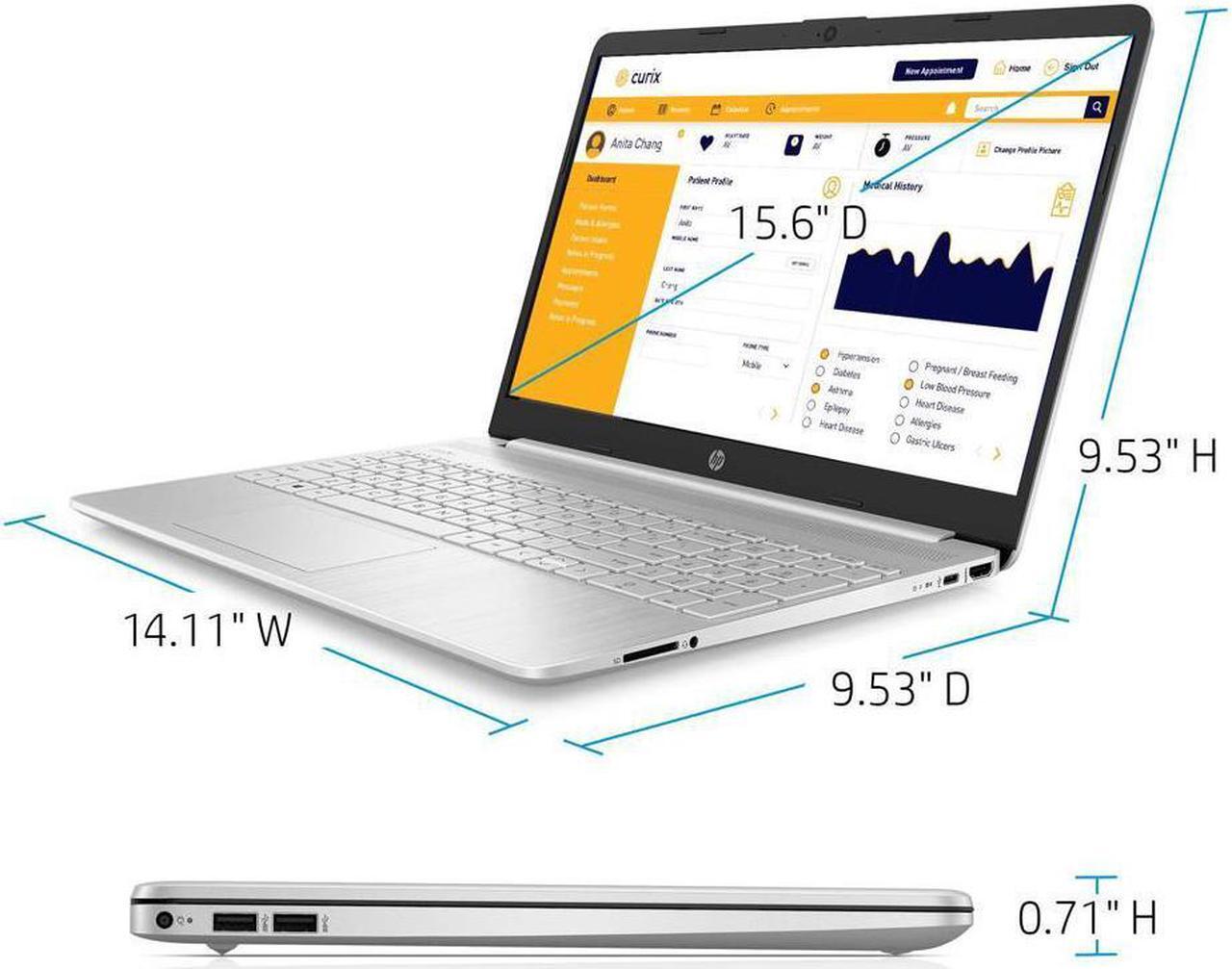 Alt view image 6 of 6 - NEW HP Notebook 15.6" HD Intel i3-1005G1 (up to 3.4GHz) 256GB SSD 8GB RAM Webcam+Mic Windows 10 S model
