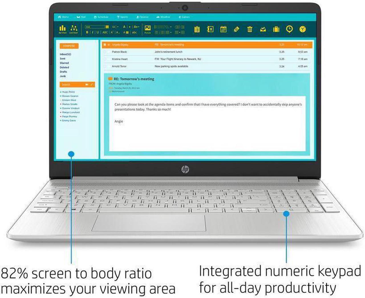 Alt view image 3 of 6 - NEW HP Notebook 15.6" HD Intel i3-1005G1 (up to 3.4GHz) 256GB SSD 8GB RAM Webcam+Mic Windows 10 S model