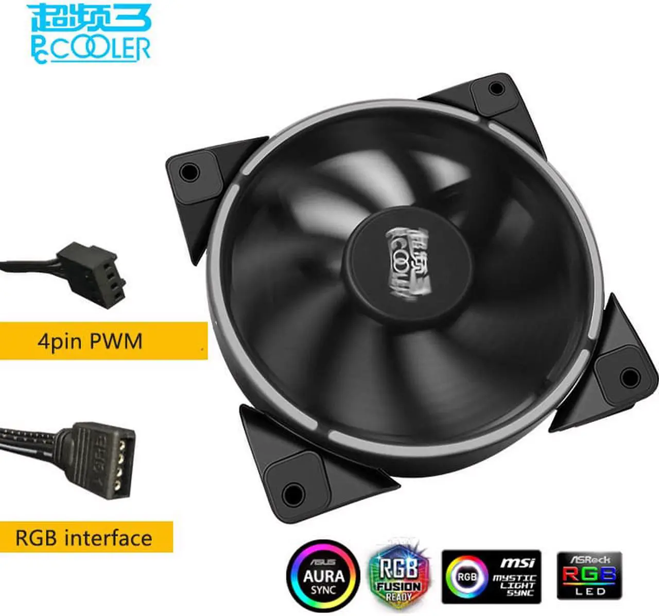 Alt view image 6 of 6 - RGB Single halo 12cm Computer Case Fan 4PIN RGB Quiet PWM Fans 120mm CPU Cooler Water Cooling Replace Fan