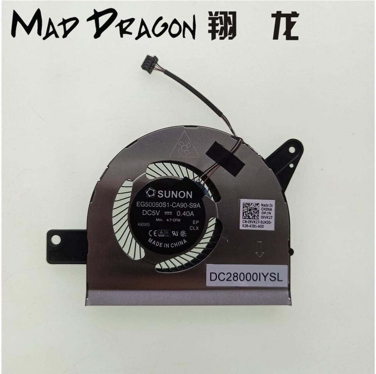Alt view image 3 of 6 - MAD DRAGON Brand laptop new CPU Heatsink Fan cpu cooling fan For Dell Latitude 5580 DC28000IYS0 EG50050S1-CA90-S9A 09VK27 9VK27