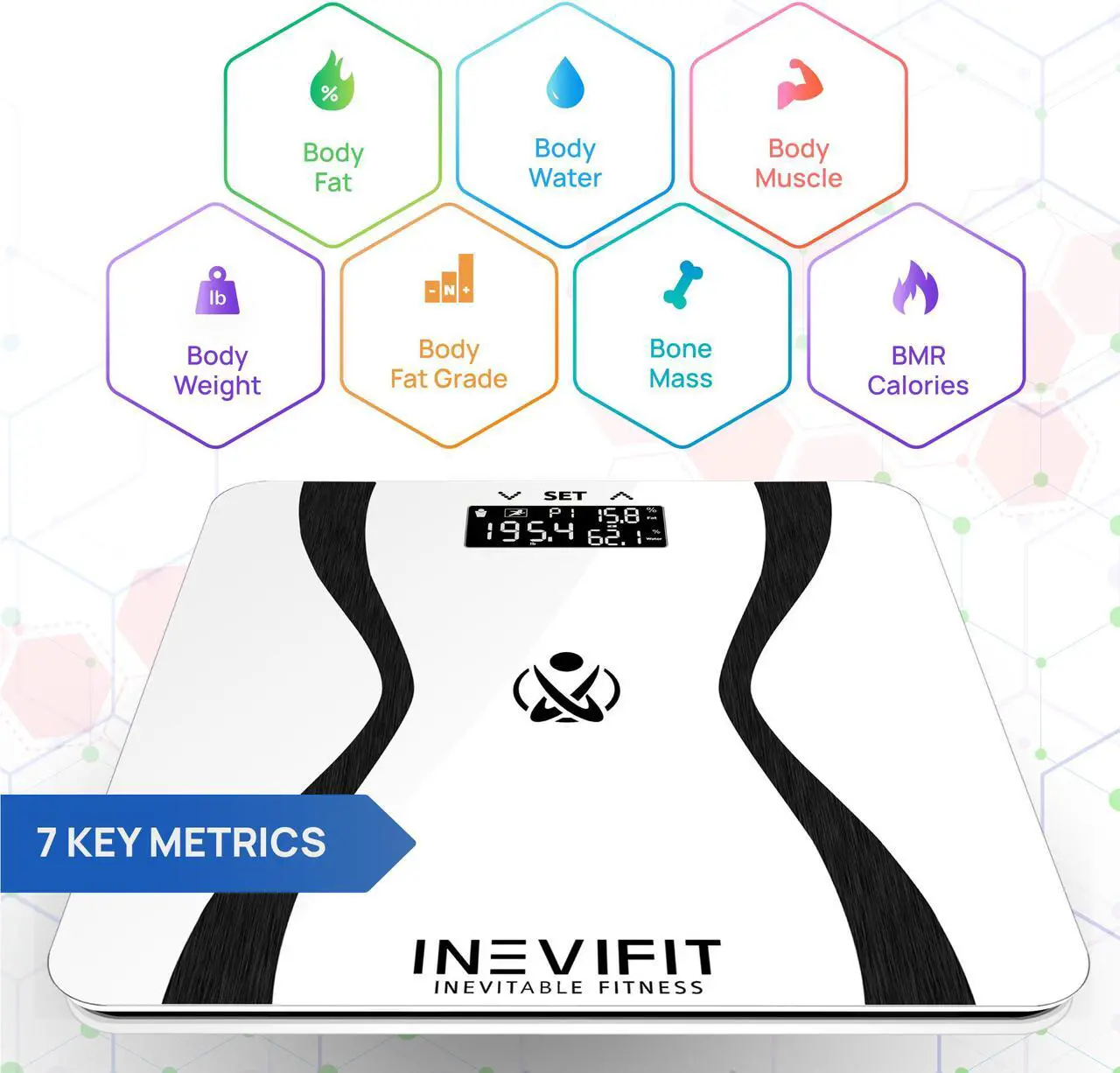 Alt view image 2 of 7 - INEVIFIT Body Fat Scale with Digital Body Composition Analyzer and Body Weight