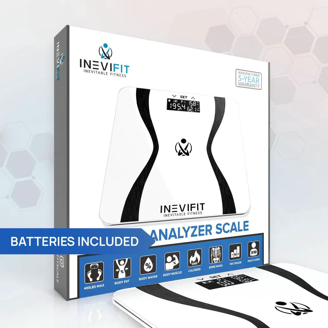 Alt view image 6 of 7 - INEVIFIT Body Fat Scale with Digital Body Composition Analyzer and Body Weight