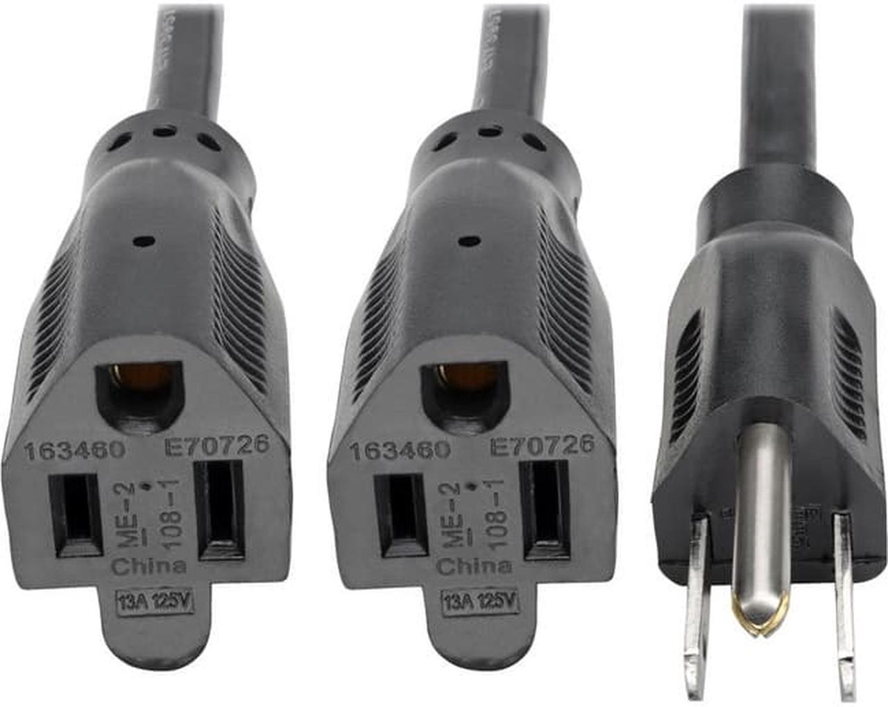 Alt view image 4 of 9 - Tripp Lite 19In Power Cord Extension Y Splitter Cable 5-15P To 5-15R 13A 16Awg 18"