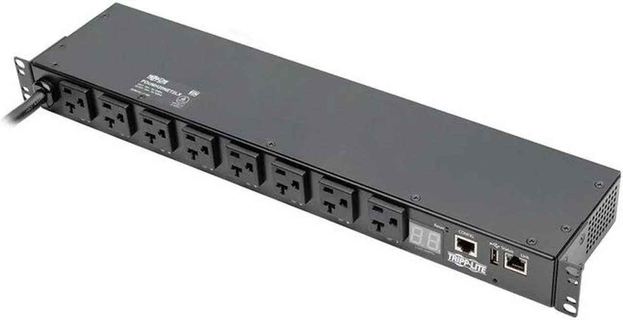 Alt view image 11 of 20 - Tripp Lite 1.9kW Single-Phase Switched PDU, LX Platform Interface, 120V Outlets (8 x 5-15/20R), NEMA L5-20P, 12.0 Feet Cord, 1U Rack, TAA (PDUMH20NET2LX)