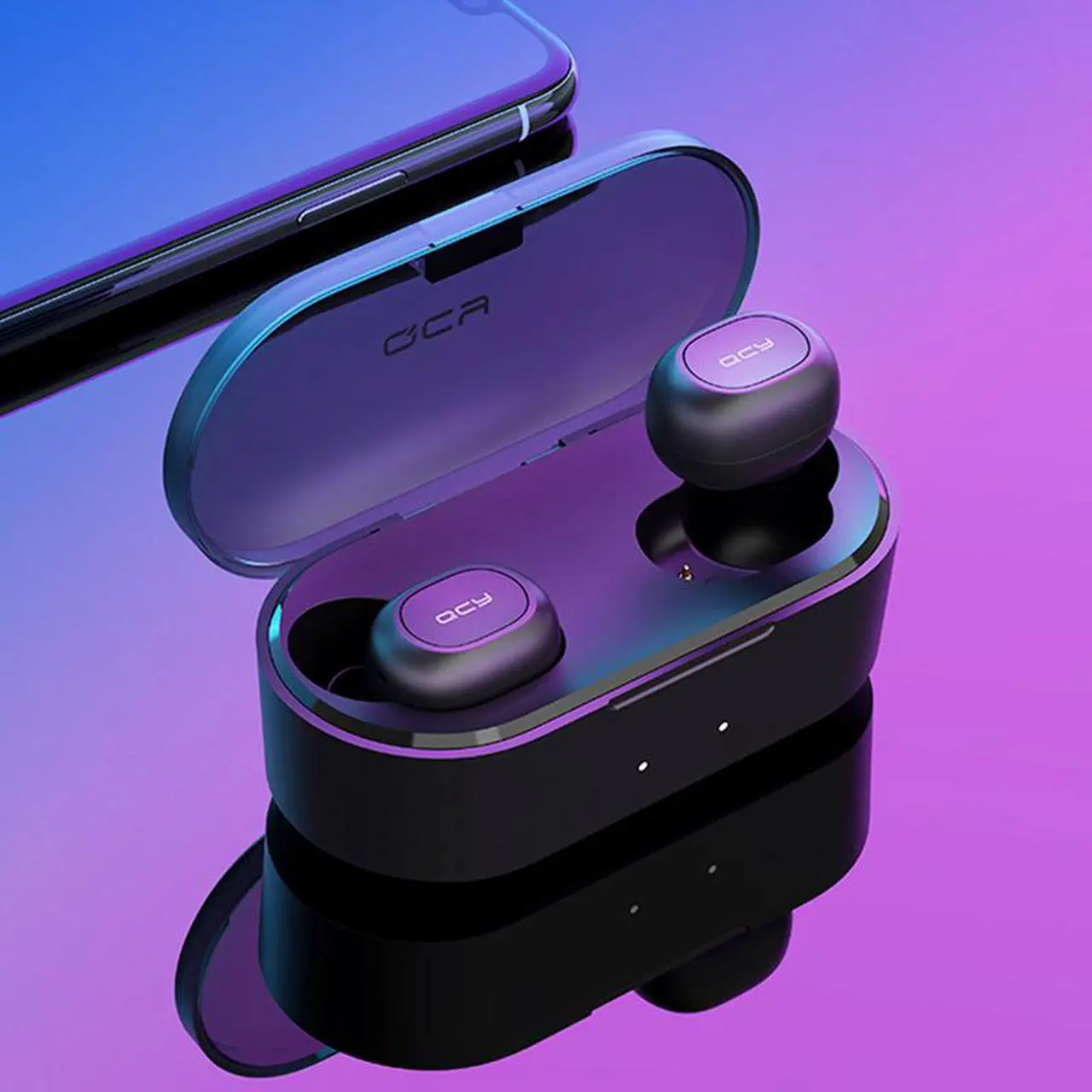 Alt view image 6 of 7 - QCY T2C TWS Earphone Blutooth 5.0 Headphone 3D stereo Dual Mic Noise Cancelling Headset with charging box-Black