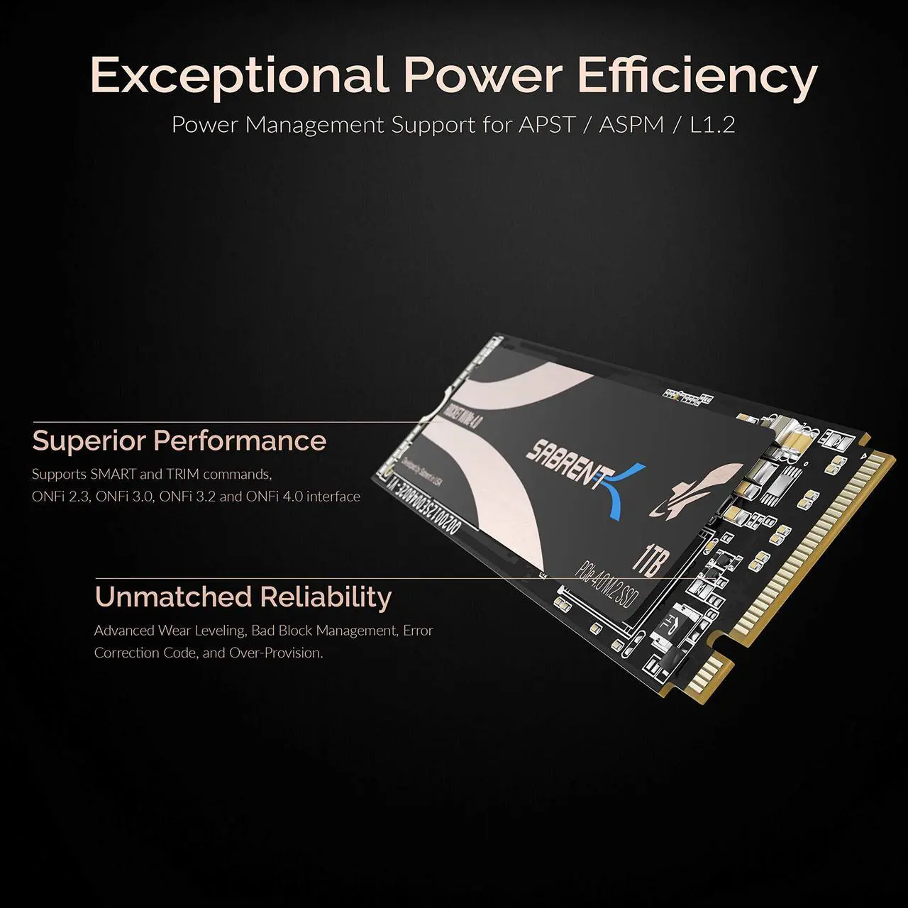 Alt view image 5 of 12 - SABRENT 1TB Rocket NVMe 4.0 Gen4 PCIe M.2 Internal SSD Extreme Performance Solid State Drive (SB-ROCKET-NVMe4-1TB)