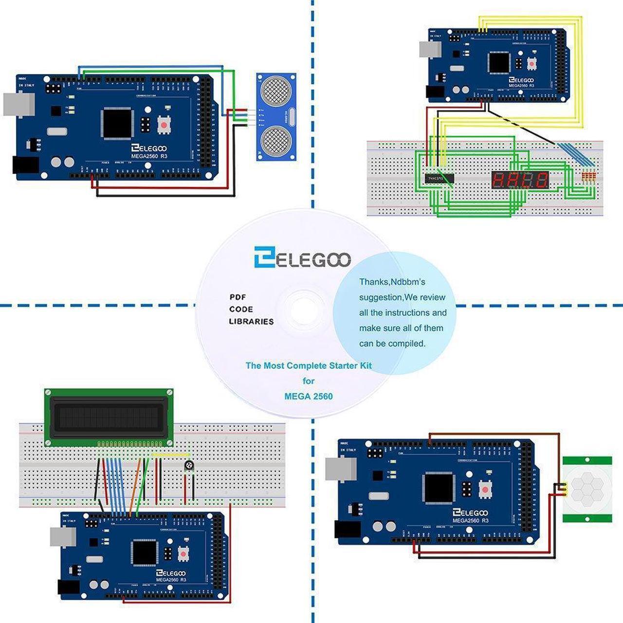 Alt view image 14 of 15 - Elegoo Mega 2560 Project The Most Complete Ultimate Starter Kit w/ TUTORIAL, MEGA 2560 controller board, LCD1602, Servo, Stepper Motor for Arduino Mega2560 UNO Nano