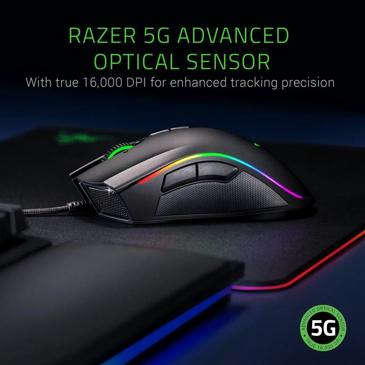 Alt view image 2 of 18 - RAZER MAMBA ELITE: 5G True 16,000 DPI Optical Sensor - 9 Programmable Buttons - Ergonomic Form Factory - Razer Chroma Enabled - Esports Gaming Mouse