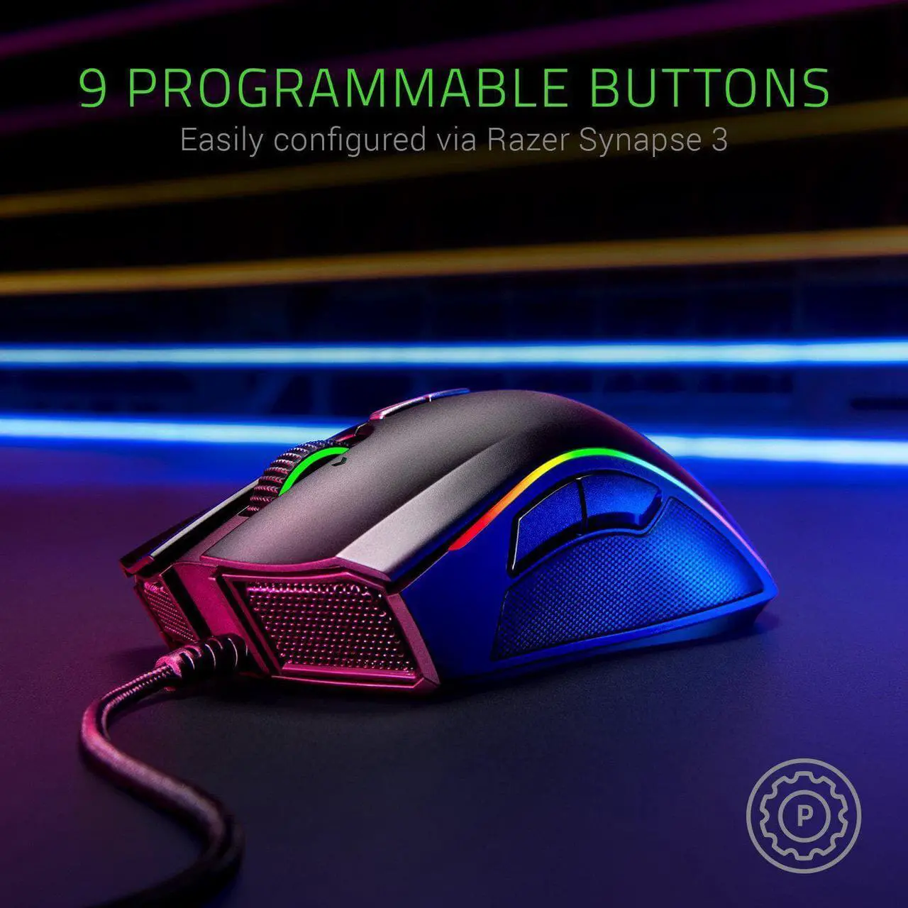 Alt view image 6 of 18 - RAZER MAMBA ELITE: 5G True 16,000 DPI Optical Sensor - 9 Programmable Buttons - Ergonomic Form Factory - Razer Chroma Enabled - Esports Gaming Mouse