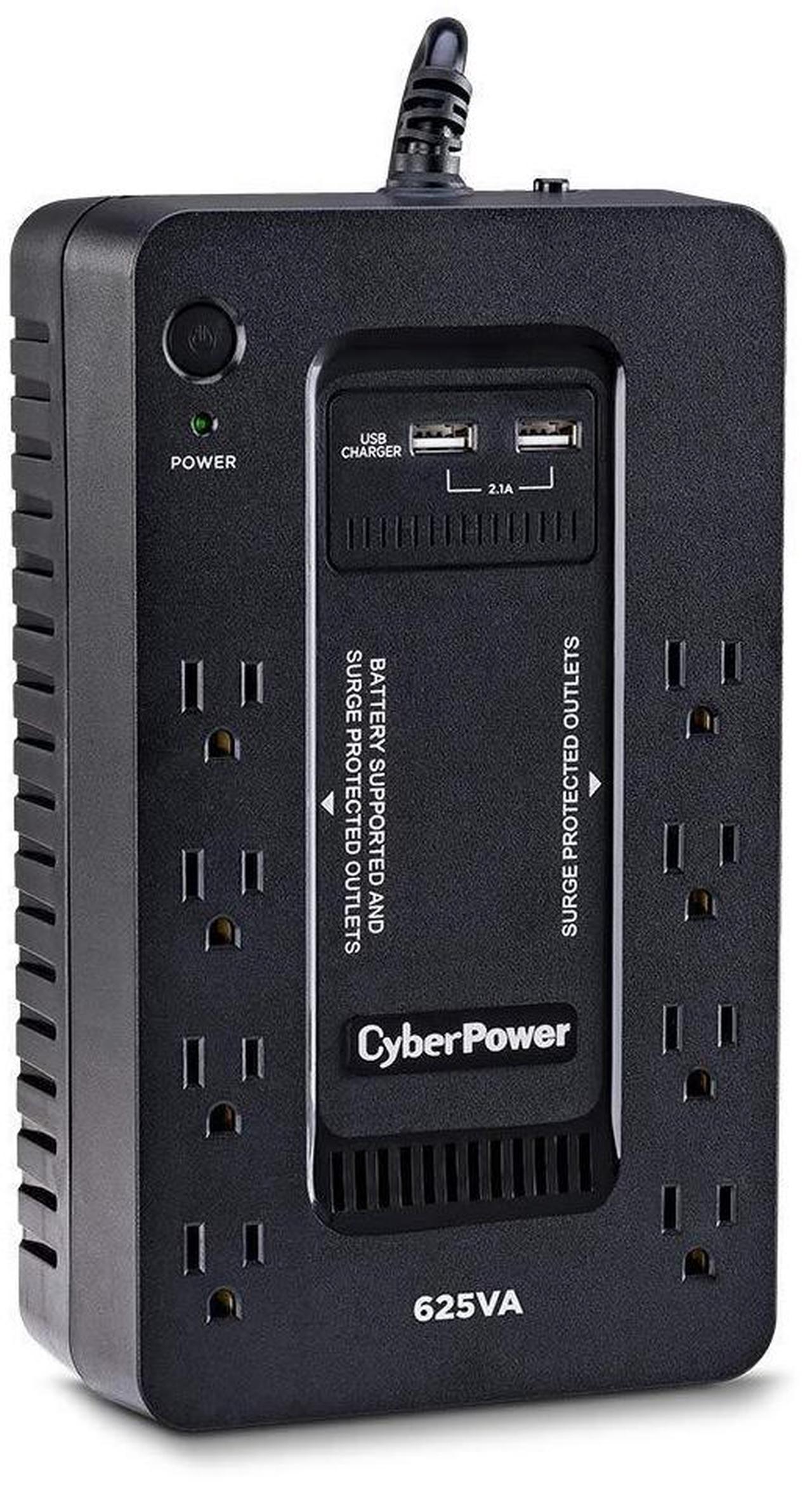 CyberPower ST625U Standby UPS System, 625 VA / 360 Watts, 8 Outlets, 2 USB Charging Ports, Compact