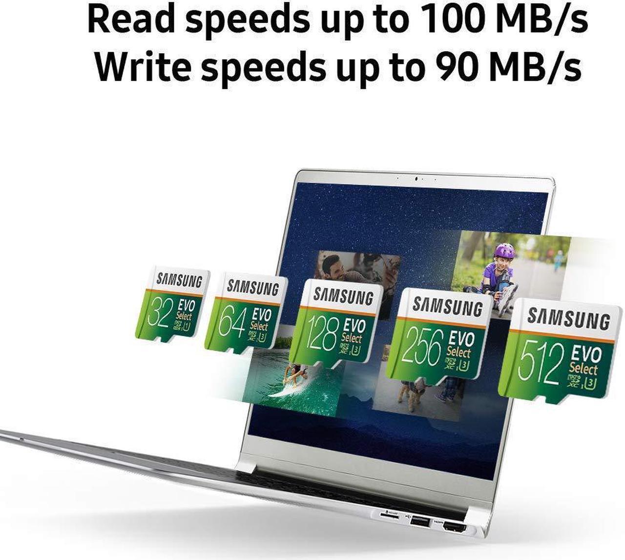Alt view image 8 of 17 - Samsung 256GB 100MB/s (U3) MicroSDXC EVO Select Memory Card with Adapter (MB-ME256GA/AM)
