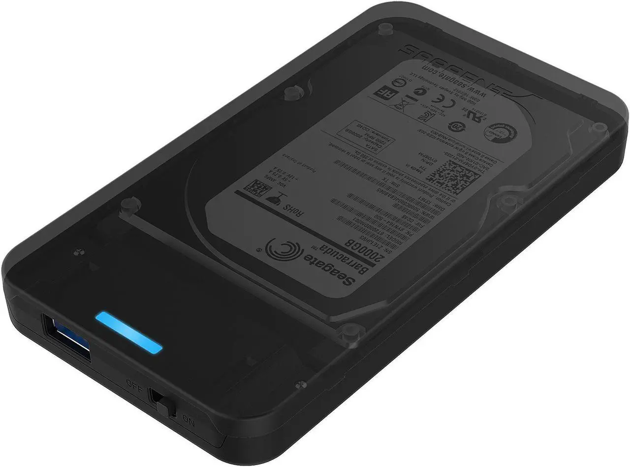 Alt view image 5 of 9 - SABRENT 2.5-Inch SATA to USB 3.0 Tool-Free External Hard Drive Enclosure [Optimized for SSD, Support UASP SATA III] Black (EC-UASP)