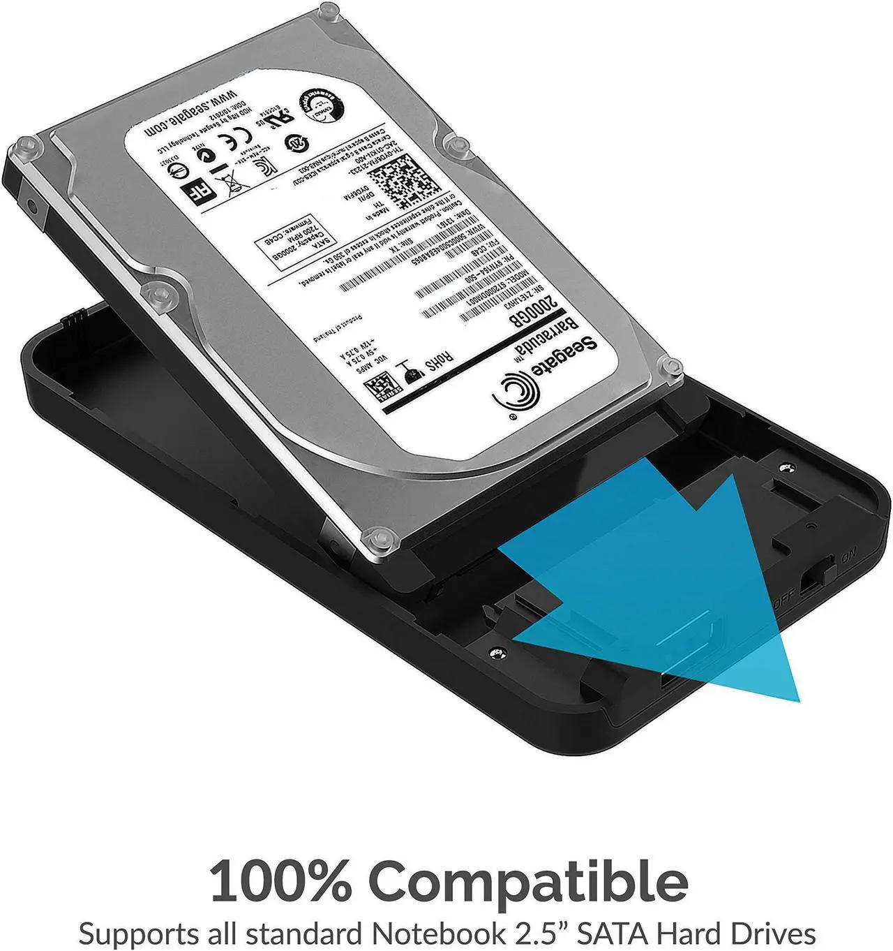 Alt view image 3 of 9 - SABRENT 2.5-Inch SATA to USB 3.0 Tool-Free External Hard Drive Enclosure [Optimized for SSD, Support UASP SATA III] Black (EC-UASP)