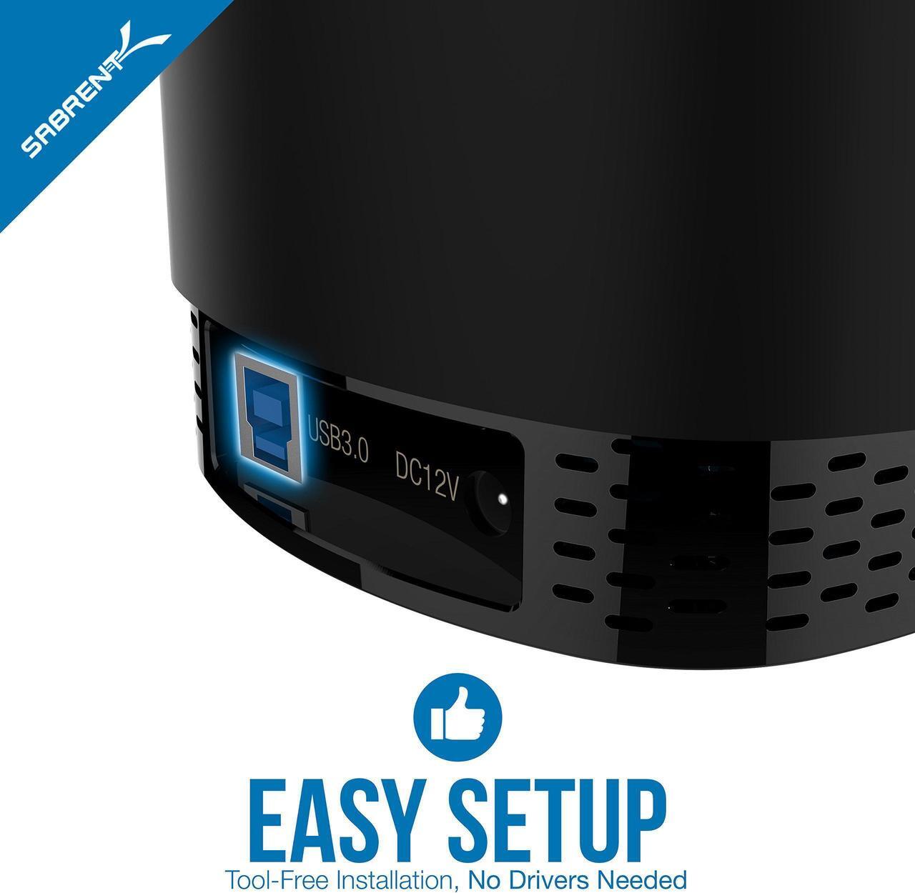 Alt view image 6 of 7 - SABRENT USB 3.0 4 Bay 2.5 Hard Drive/SSD Docking Station with Fan (DS-4SSD)